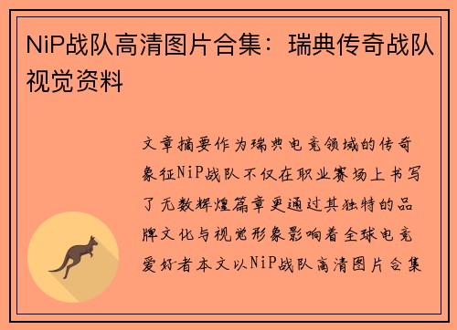 NiP战队高清图片合集：瑞典传奇战队视觉资料